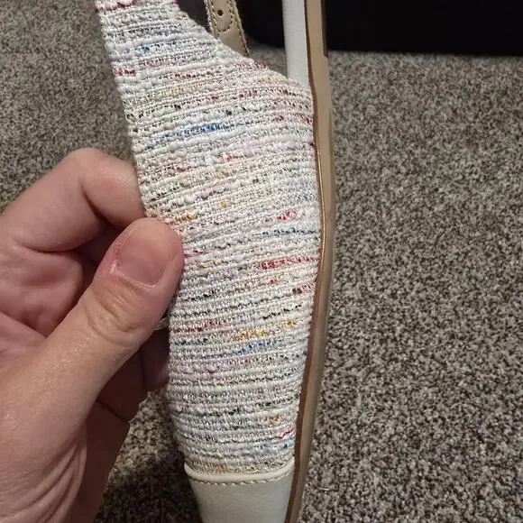 Women's J. Crew Multicolor Beige Tweed Slingbacks with Cap Toes | Size 8 - Picture 5 of 8